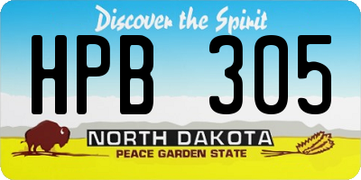 ND license plate HPB305
