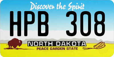 ND license plate HPB308