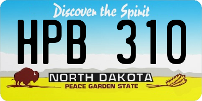 ND license plate HPB310