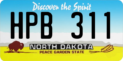 ND license plate HPB311