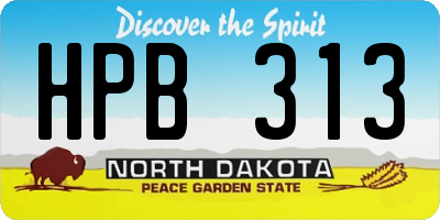ND license plate HPB313