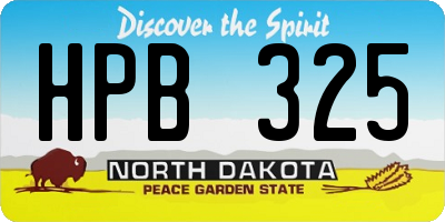 ND license plate HPB325