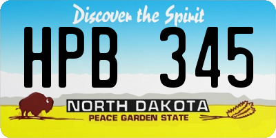 ND license plate HPB345