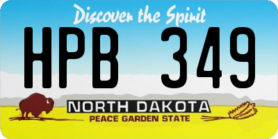 ND license plate HPB349