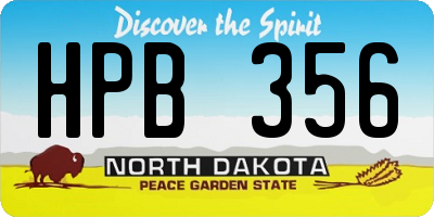 ND license plate HPB356