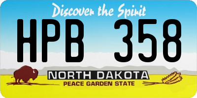 ND license plate HPB358