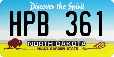 ND license plate HPB361