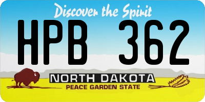 ND license plate HPB362