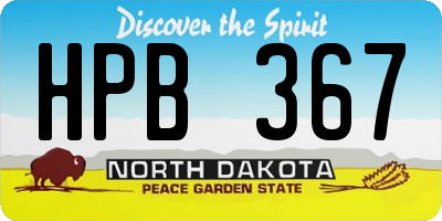 ND license plate HPB367