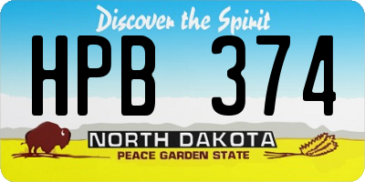 ND license plate HPB374
