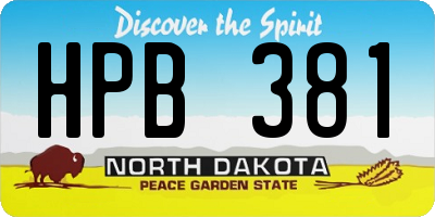 ND license plate HPB381
