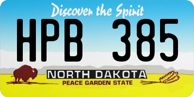 ND license plate HPB385