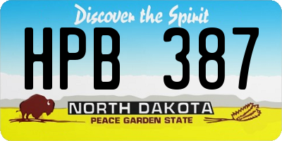 ND license plate HPB387