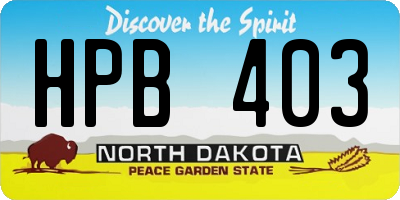ND license plate HPB403