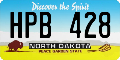 ND license plate HPB428