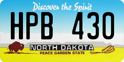 ND license plate HPB430