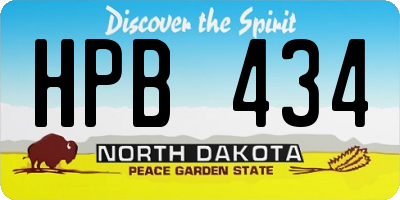 ND license plate HPB434