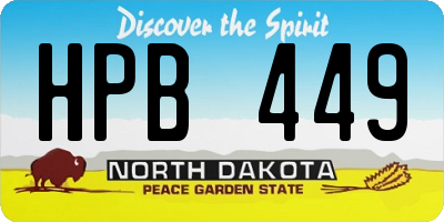 ND license plate HPB449