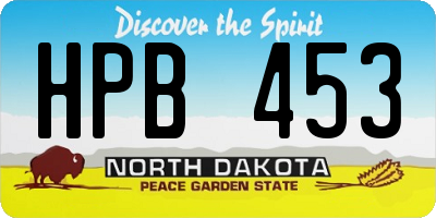 ND license plate HPB453