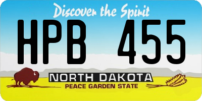 ND license plate HPB455