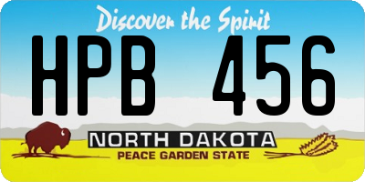 ND license plate HPB456