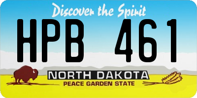 ND license plate HPB461