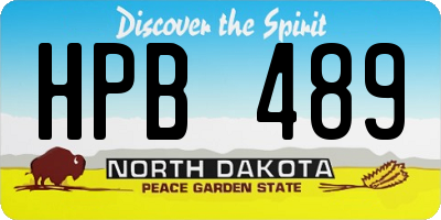 ND license plate HPB489