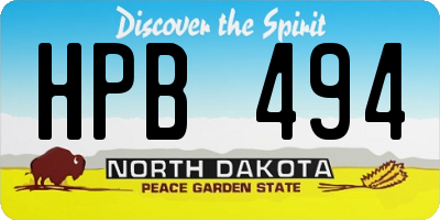 ND license plate HPB494