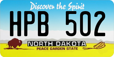 ND license plate HPB502
