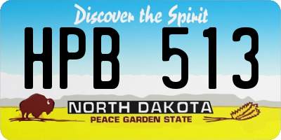 ND license plate HPB513