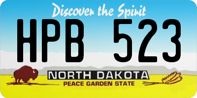 ND license plate HPB523