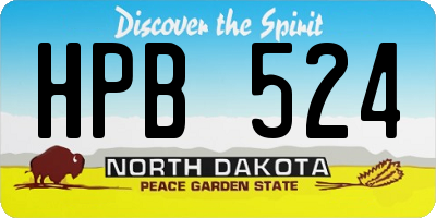 ND license plate HPB524