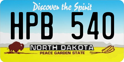 ND license plate HPB540
