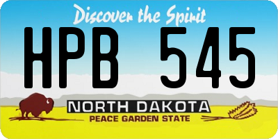 ND license plate HPB545