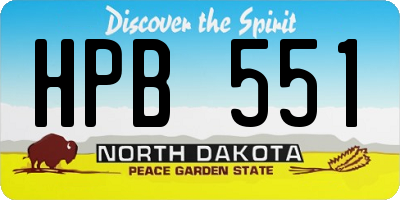 ND license plate HPB551