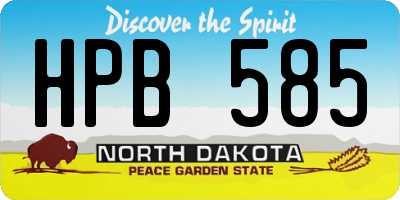 ND license plate HPB585