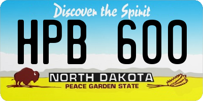 ND license plate HPB600