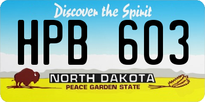 ND license plate HPB603