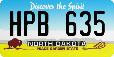 ND license plate HPB635