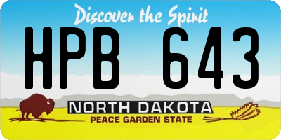 ND license plate HPB643