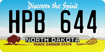ND license plate HPB644