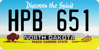 ND license plate HPB651