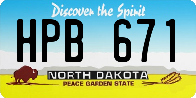 ND license plate HPB671