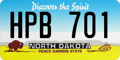 ND license plate HPB701