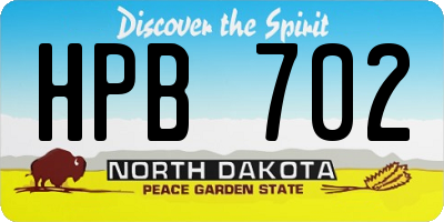 ND license plate HPB702