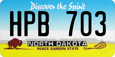 ND license plate HPB703