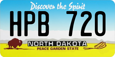 ND license plate HPB720