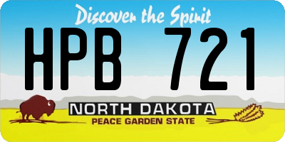 ND license plate HPB721