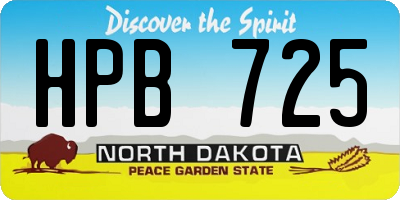 ND license plate HPB725