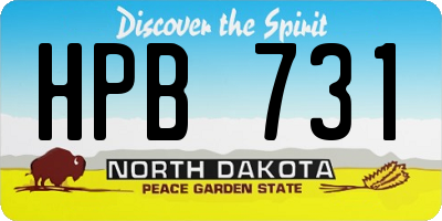 ND license plate HPB731